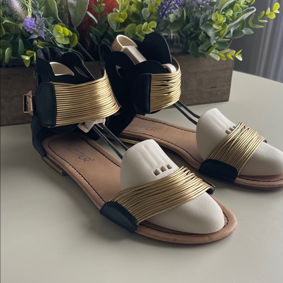 Bumper Black and Gold Women's Sandals - Picture 3 of 8